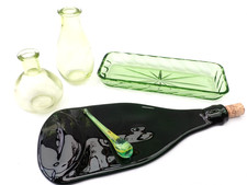 grünes Glas Dekorationen Paket Vasen Tropfen Schale flache Ablage Flasche