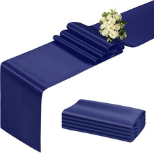 Blue Table Runner 12X108 Inch - 4 Pack Satin Table Runners, Smooth Table Runner