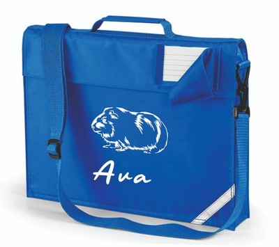 Personalised Guinea Pig Book Bag Strap Junior Size Inside Pocket QD457