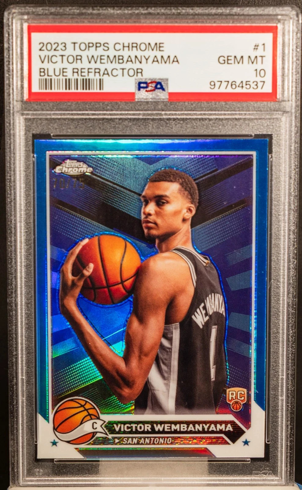 2023 Victor Wembanyama Topps Chrome #1 Blue Refractor RC /75 PSA 10 Spurs