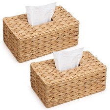 2 Pcs Woven Tissue Box Cover, Handwoven Fiber Decorative Tissue Holder