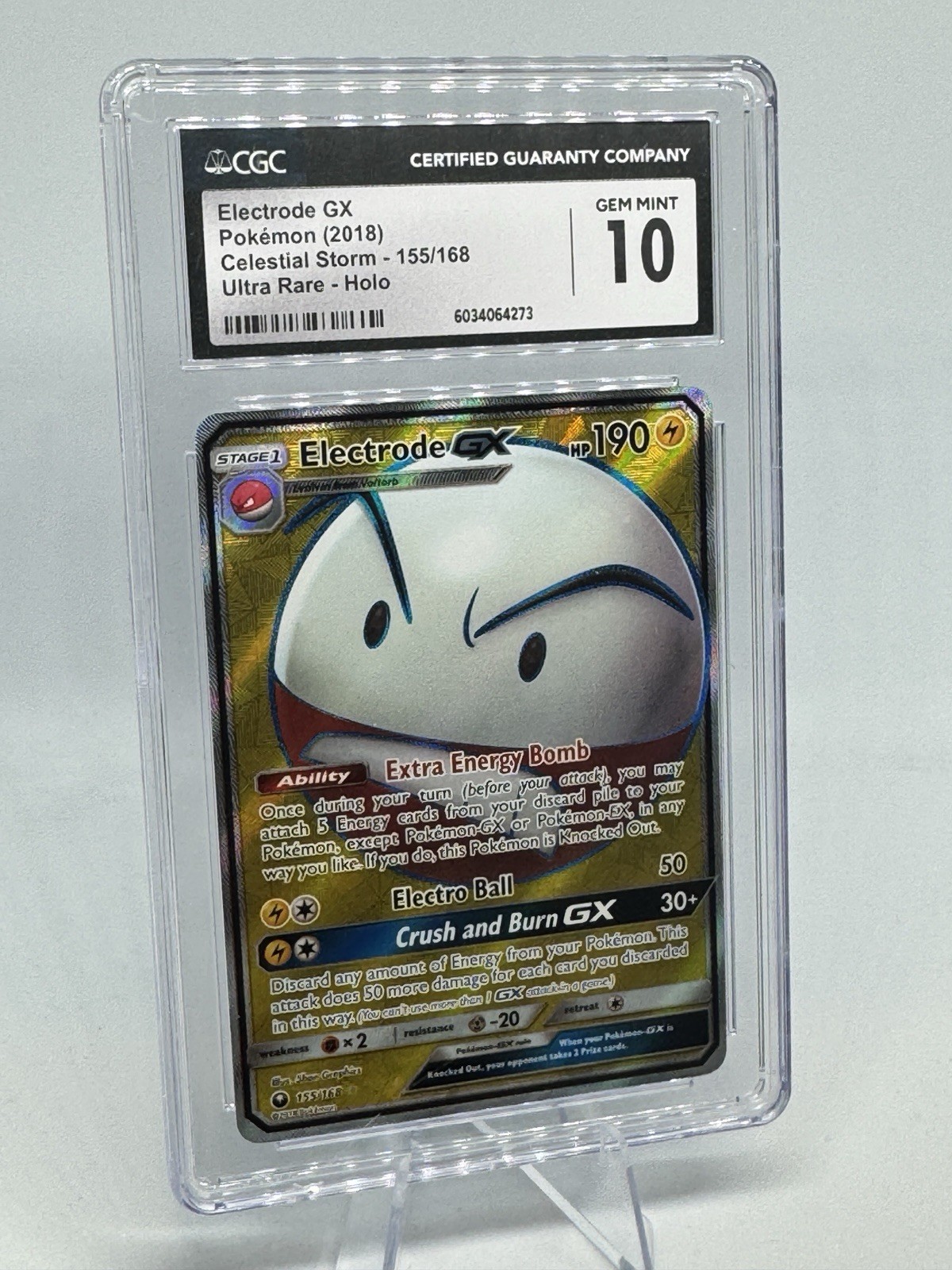 Pokemon Electrode GX Full Art Celestial Storm Card 155/168 CGC 10