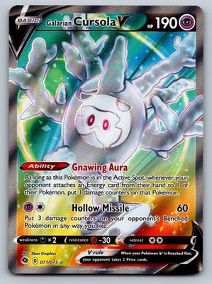 Pokemon Galarian Cursola V (Full Art) Ultra Rare Champion's Path 71/73 NM