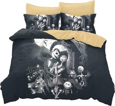 Nightmare Christmas Duvet Cover 3 Pcs Set with 2 Pillowcases Cartoon Skull Be...