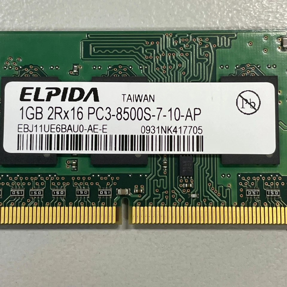 Elpida 1GB DDR2 RAM PC3-8500 1066MHz non-ECC Unbuffered SODIMM EBJ11UE6BAU0-AE-E - Image 2 of 4