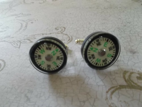 C11 Compass Cuff Links Steampunk Scientists Geologist Gift for Him Halloween* - Picture 4 of 5