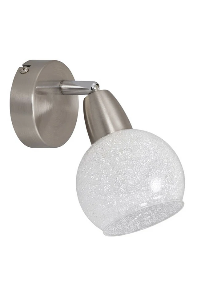 Wandleuchte Spot Glas Nickel matt Eiskristall-Dekor Schwenkbar Drehbar E14 - Bild 1 von 1