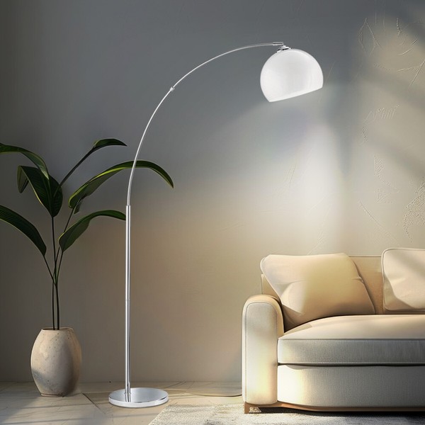 Bogenstehlampe Stehleuchte Stehlampe Wohnzimmerlampe Weiß Leseleuchte H 180 Cm-image