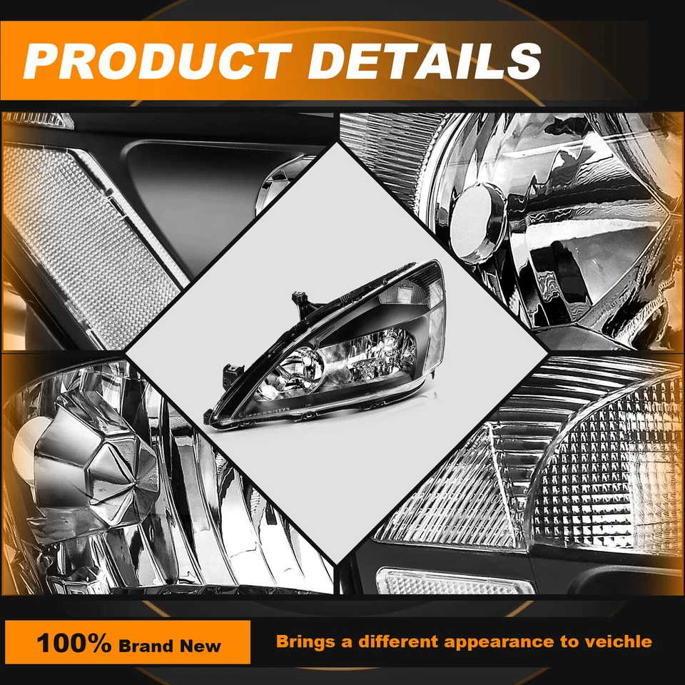 Conjunto de faros para Honda Accord 2003-2006 2007 lente transparente izquierda+derecha Foto 3 de 4