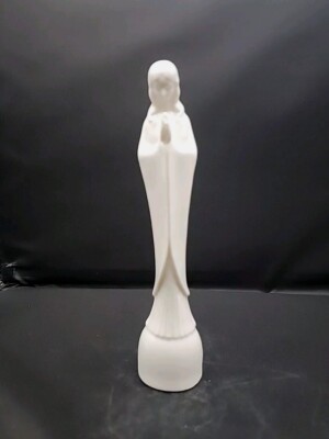Ardalt Japan Praying Virgin Mary On Pedestal White Porcelain Figurine 9'' Tall