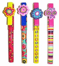 Inkology Blissful Garden 2-Pack Ball Point Pen with Clip Cap, Medium Point Black