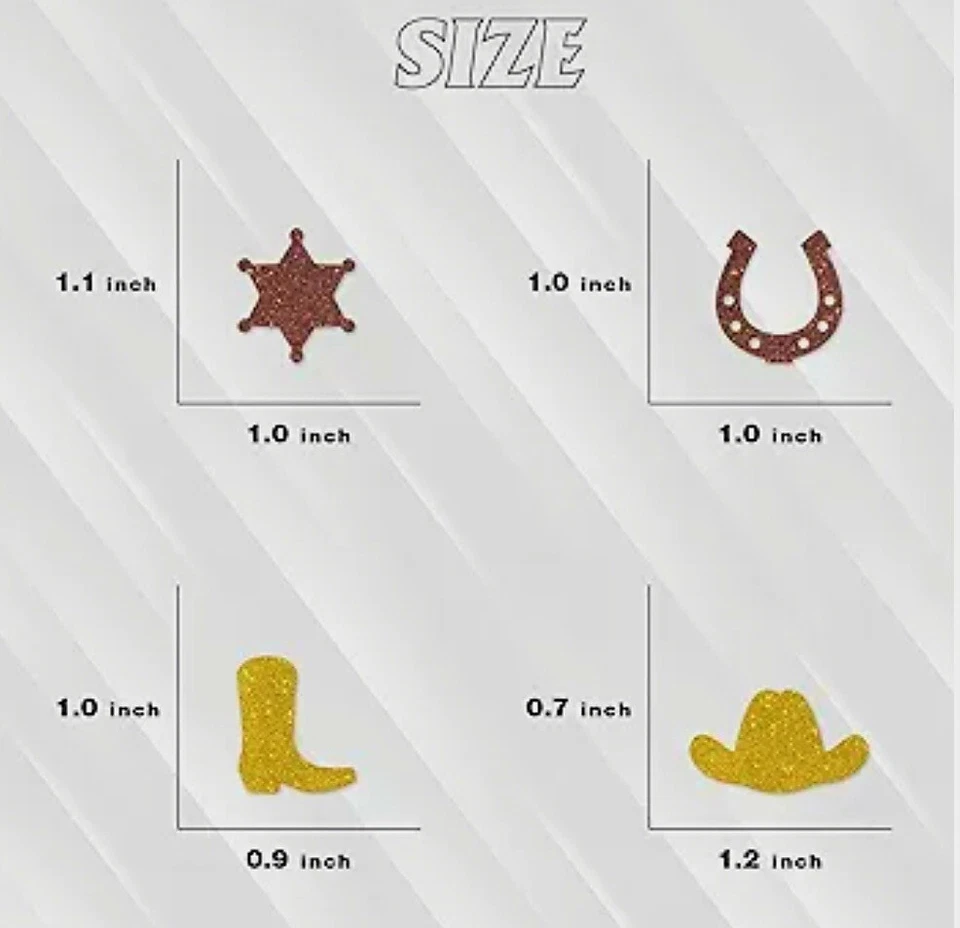 Cowboy Country Confetti - 10 (DIEZ) Paquetes - Vaquero, Botas, Sombreros, Estrellas, Zapatos de Caballo  Foto 4 de 4