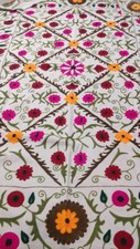 Uzbekistan Cotton Suzani Throw, Blanket, Hand Embroidery, Bedsheet, Bedspread