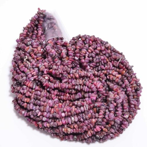 Natural Pink Ruby Gemstone Fancy Shape Uncut Beads 4X5 6X4 mm Strand 34" UCA-220 - Picture 1 of 2