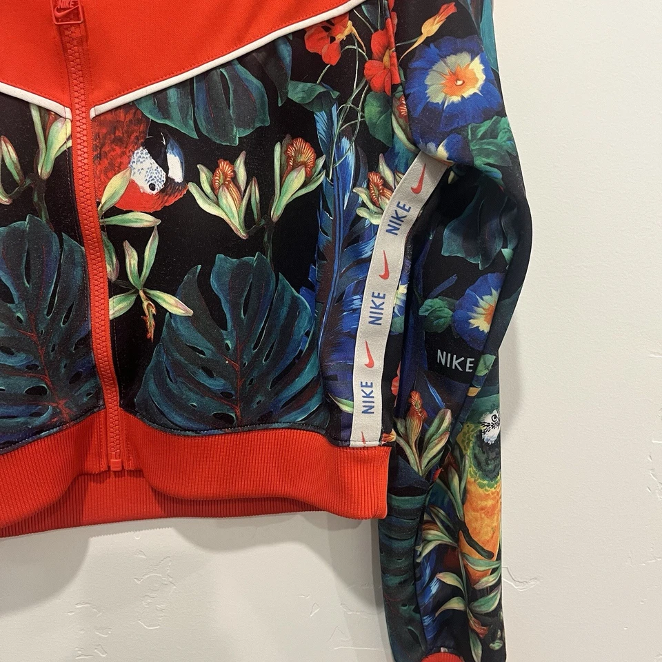 Nike Hyper Femme Rojo Floral Y2K Chaqueta Recortada con Cremallera Para Mujer Pequeña Rara Foto 4 de 4