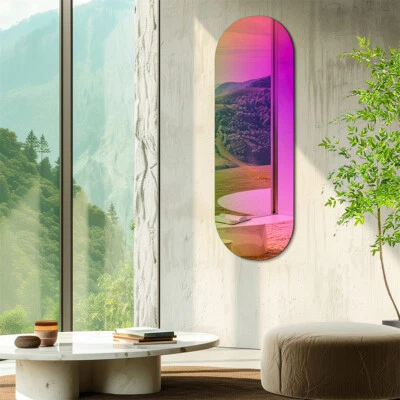 Regenbogen Wandspiegel Oval Rahmenlos Dekospiegel Irisierend Hängespiegel Modern - Bild 1 von 4