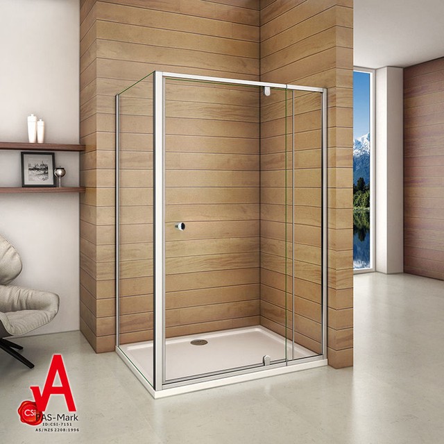 1000x900mm Semiframeless Shower Screen Pivot Door Width Adjustable for