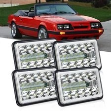 4PCS 4x6" LED Headlights Hi/Lo Sealed Beam DRL Fit For Ford Mustang 1979-1986