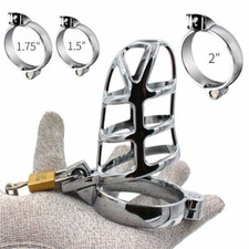 Stainless Steel Male Chastity Device Belt Bird Cage Lock Bird Restraint 3 Rings