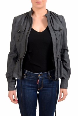 Dsquared2 100% Wool Gray Full Zip Women's Basic Jacket US S IT 40