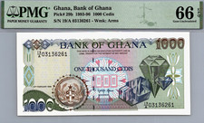 Ghana 1000 Cedis 1993 - 1996 PMG 66 EPQ GEM UNC Pick # 29b