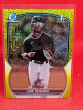 2023 Bowman Chrome Jose Gerardo Yellow Mojo Refractor 52/75 Marlins #BCP-195
