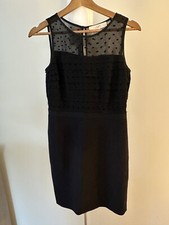 Loft Women's Cocktail Dress Black Sheer Dots Sleeveless Size 2 Petite
