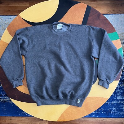 Vintage Discus Athletic Sweatshirt Mens pullover jumper Gray Solid Blank Crew XL