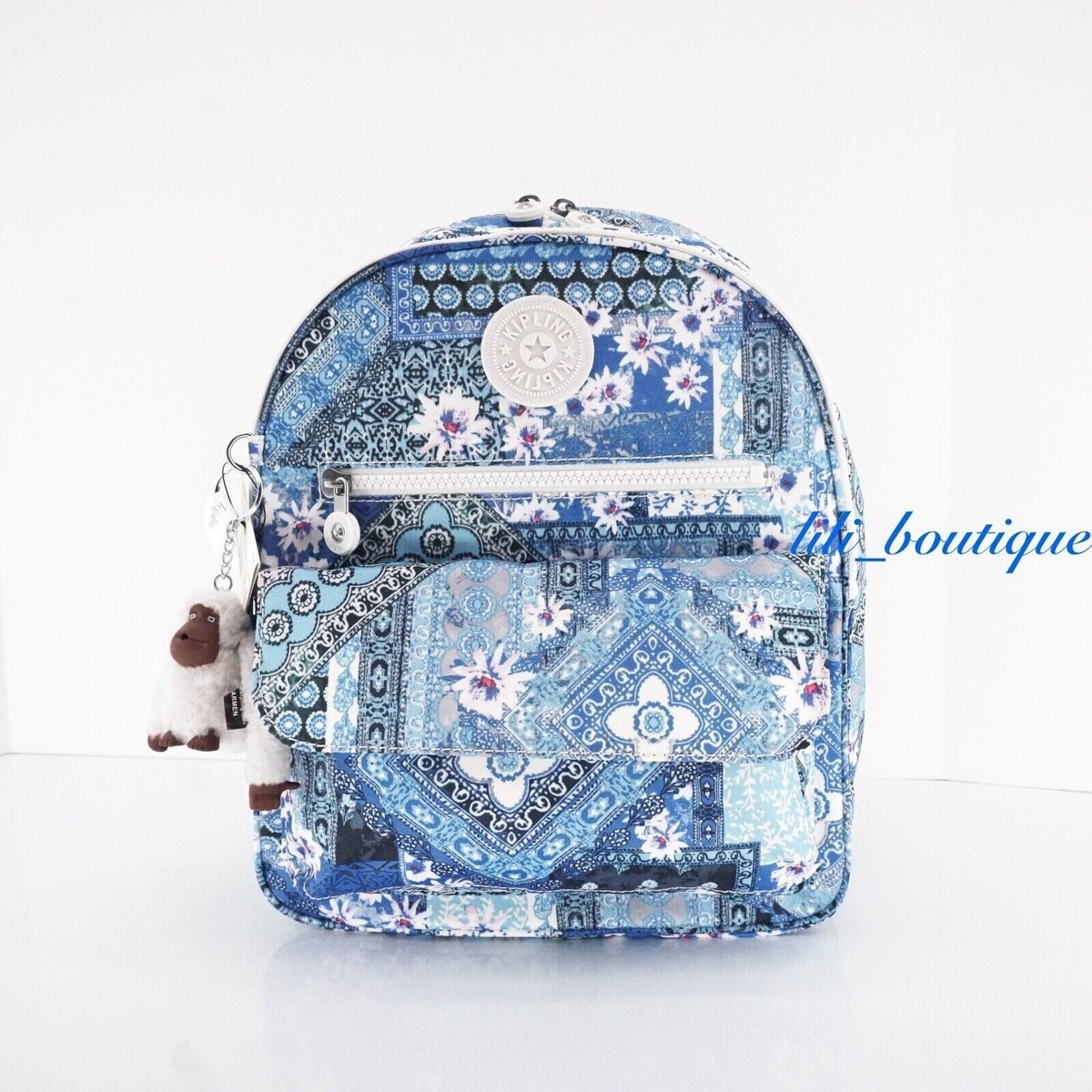 Kipling Live Light Floral Blue Medium Backpack Kipling Live Light Floral Blue Medium Backpack main image 4