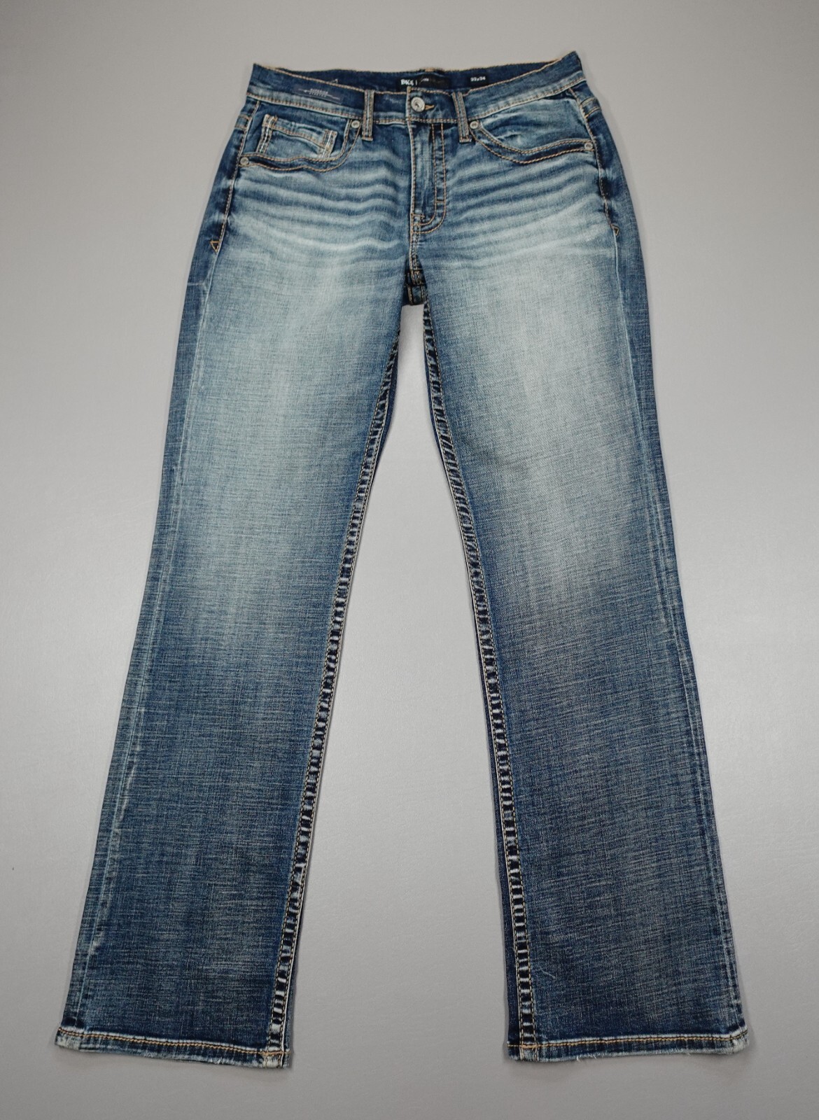 BKE Buckle Jeans Straight Jake Blue Denim Stretch Medium Wash Men's