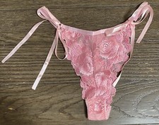 Vintage String Bikini Panties Pink Lacy Panty Size M/L