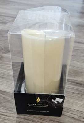 Luminara Moving Flame Pillar Flameless LED Candle, Scalloped Edge, Real Wax, Van