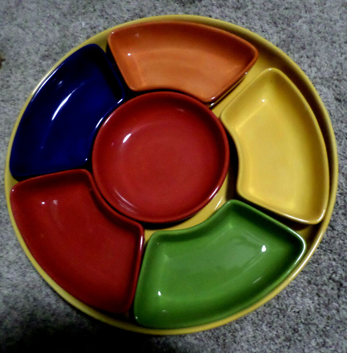 Pottery Barn Outlet Colorful Serve Tray Relish Chip Dip Serving Platter