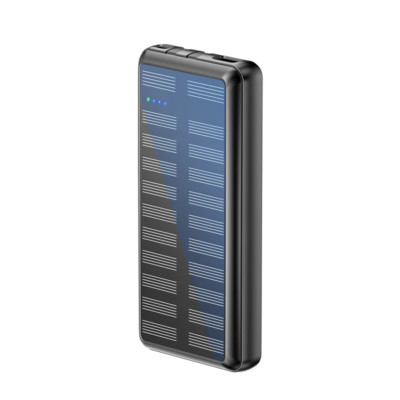 RIXUS Solar Powerbank 20.000 mAh mit integrierten Ladekabeln   Schwarz