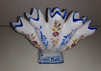 vintage * Portugal ribbon flower vase Portuguese blue and white