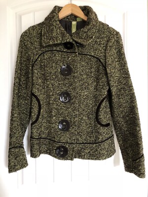 Manteau Asymétrique En Tweed Soia & Kyo - Couleur Marron Et Vert - Taille XS Avec Coudières