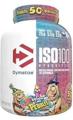 Dymatize ISO100 Hydrolyzed Whey Protein Isolate 5 lbs Birthday Cake Pebbles