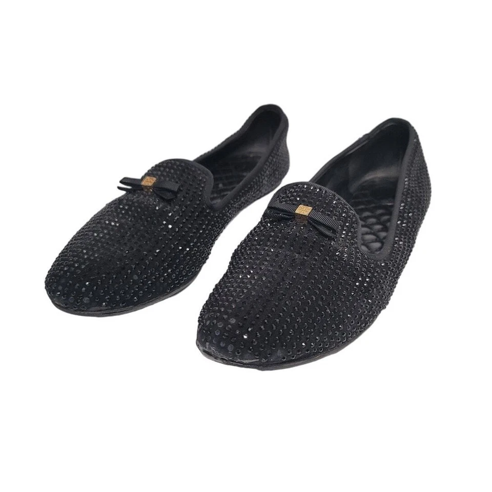 Mocassim Tory Burch azul cristal enfeitado camurça Chandra para fumar tamanho 9,5 - Imagem 2 de 4