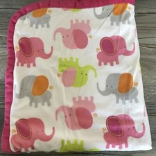 Blankets  Beyond Elephant Baby Blanket Pink White Green Orange Gray Plush Soft