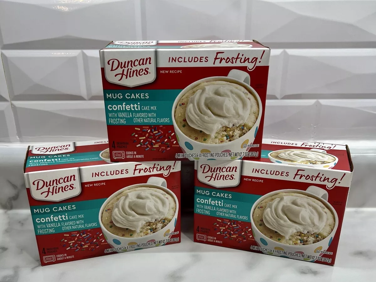 3 Duncan Hines Mug Cakes Confetti Cake W Vanilla Frosting In Box