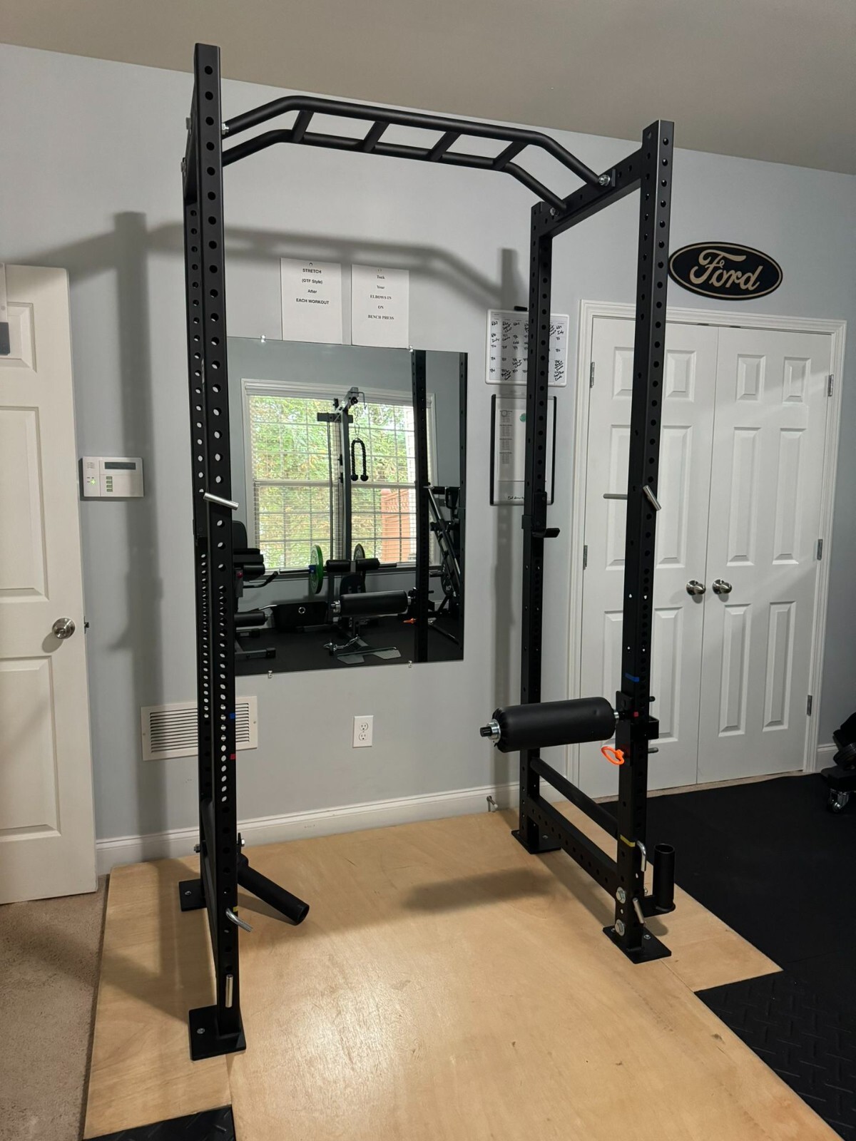 Rogue R-3 Power Rack w/ Multi-grip Pull up Bar, Leg Roller, Band Pegs, and More