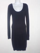 Guess Black Knit Dress Women M Key Hole Back Long Sleeve
