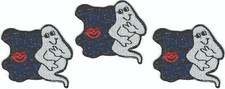 Halloween Ghost Patch Embroidered Cut out Iron on Sew on 1 7/8" in Lot of 3