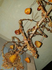 Genuine real amber bead gems table figurine Christmas tree Holiday