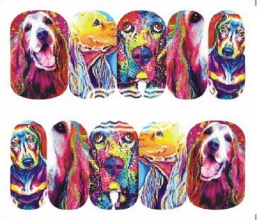 Nail Art Decals Transfers Stickers Dog Lovers Delight (A-1285) - Afbeelding 1 van 1