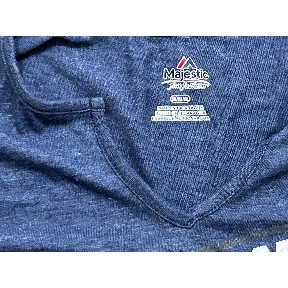 Majestic LA Casual T-Shirts Top Size L Mens Blue Logo Short