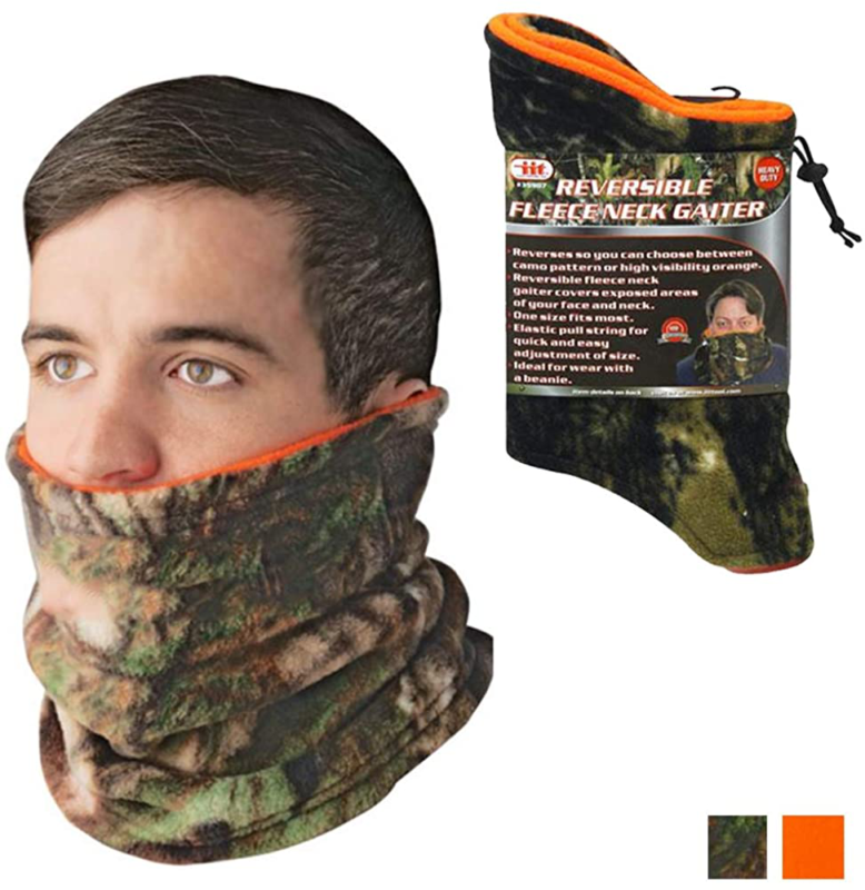 Fleece Neck Reversible Gaiter camouflage orange camo face shield