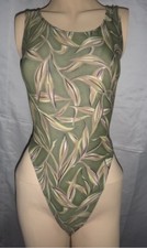 New Leaf Pattern Thong Leotard for Women size 8 Small