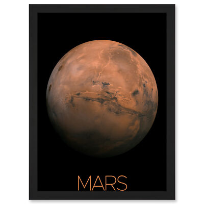 NASA Unser Sonnensystem Mars Planet Hemisphäre Bild gerahmt Kunstbild Druck A3