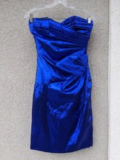 Gunne sax Vint 80s jrs 7 Strapless Prom Dress metallic blue purple lame bustier